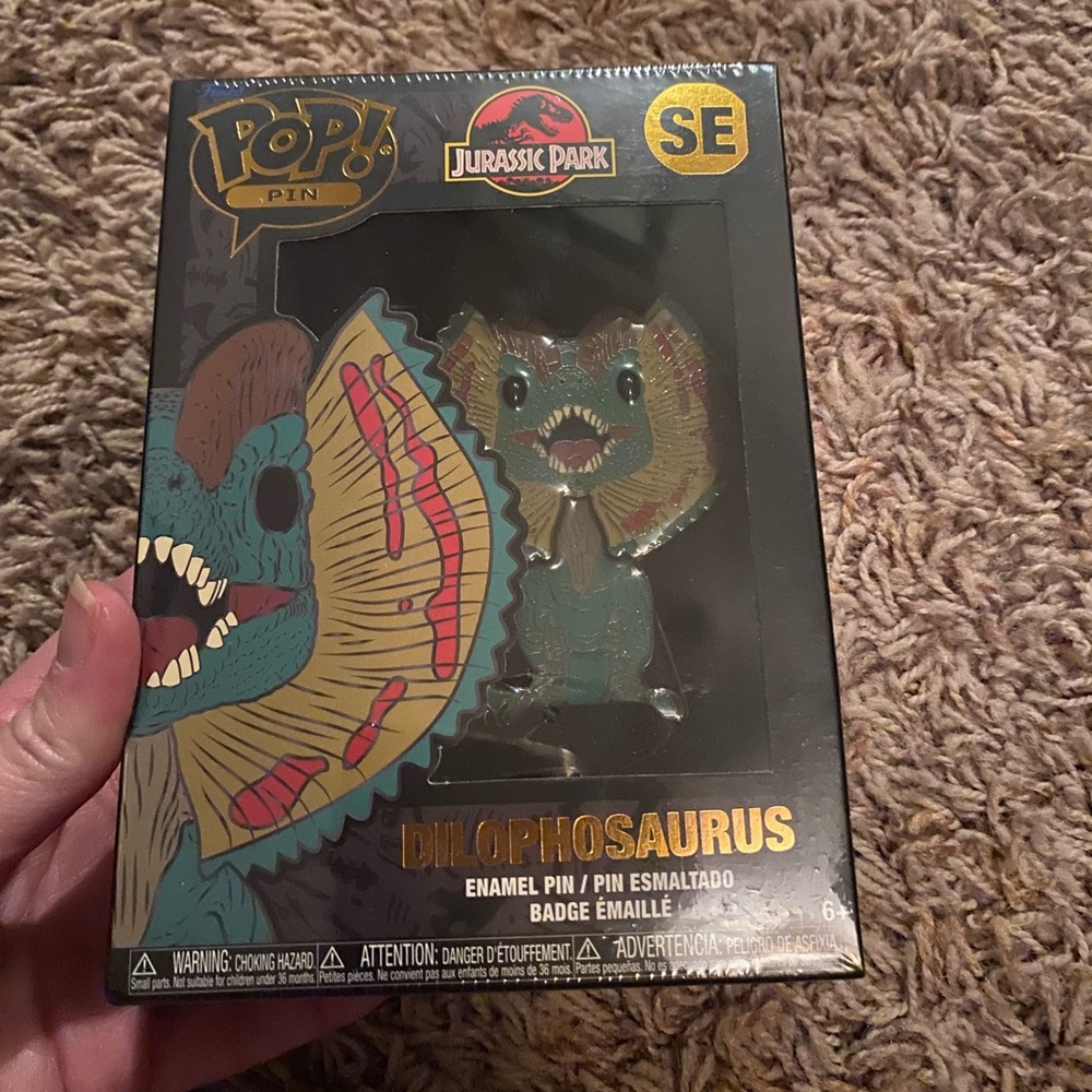 Dilophosaurus Funko pop pin